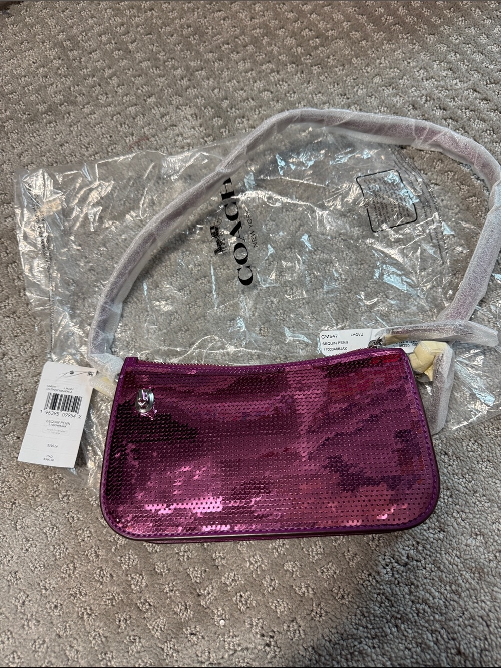 Coach Mini Sequin Shoulder Bag in Fuchsia